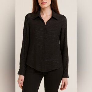 Joeffer Caoc Black Silk Button Front Blouse size 4